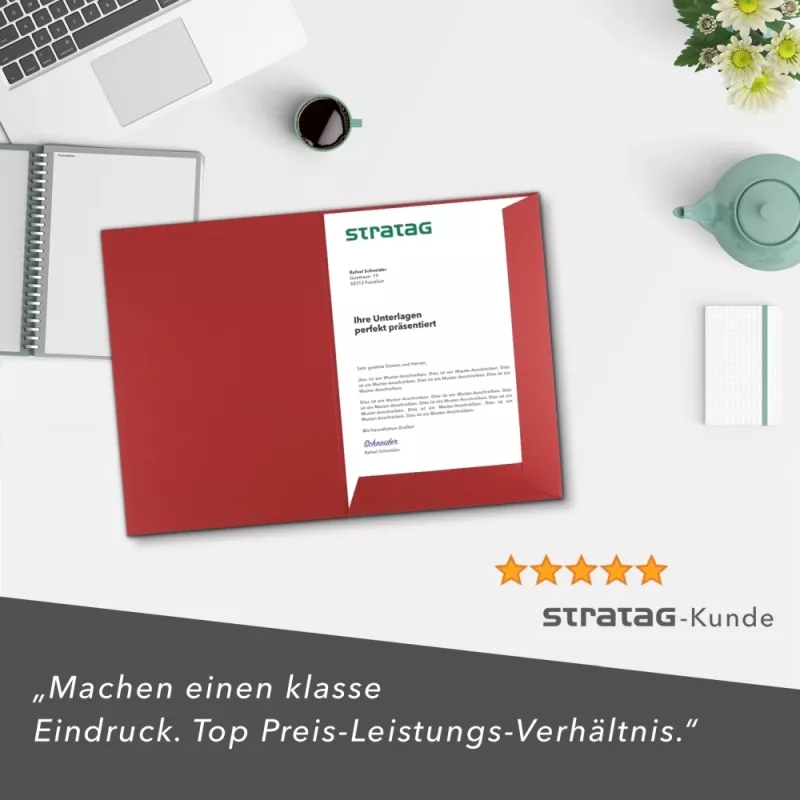 10 Stück Projektmappen mit Kartenfach (außen) und Laschen BL-exclusivdruck® Naturkarton (1778)