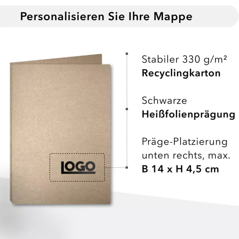 Recycling Karton-Mappe 1-teilig in Kraftkarton mit 1 Klemmschiene