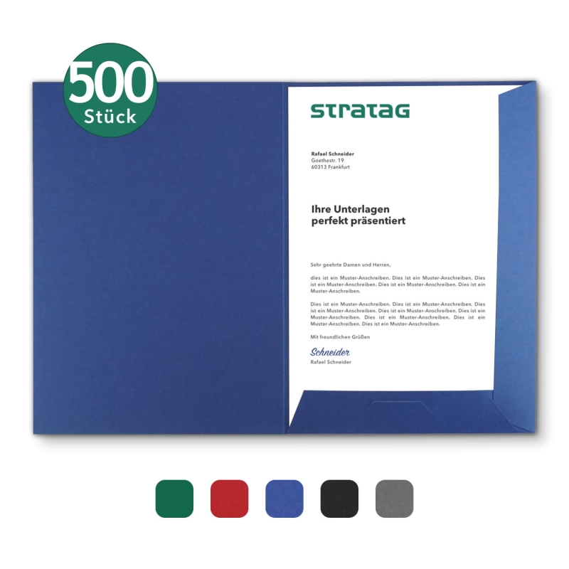 500 Stück Präsentationsmappen mit Laschen BL-exclusivdruck® Naturkarton